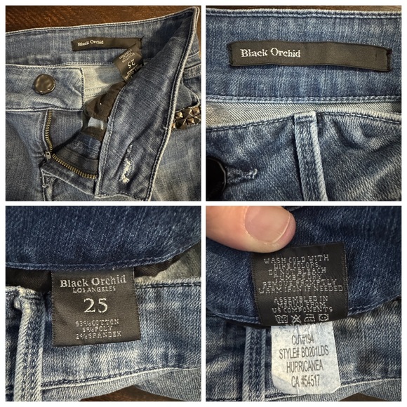 Black Orchid Hurricanea Studded Skinny Jeans Blue Distress Size 25 Edgy Rocker - Picture 8 of 17